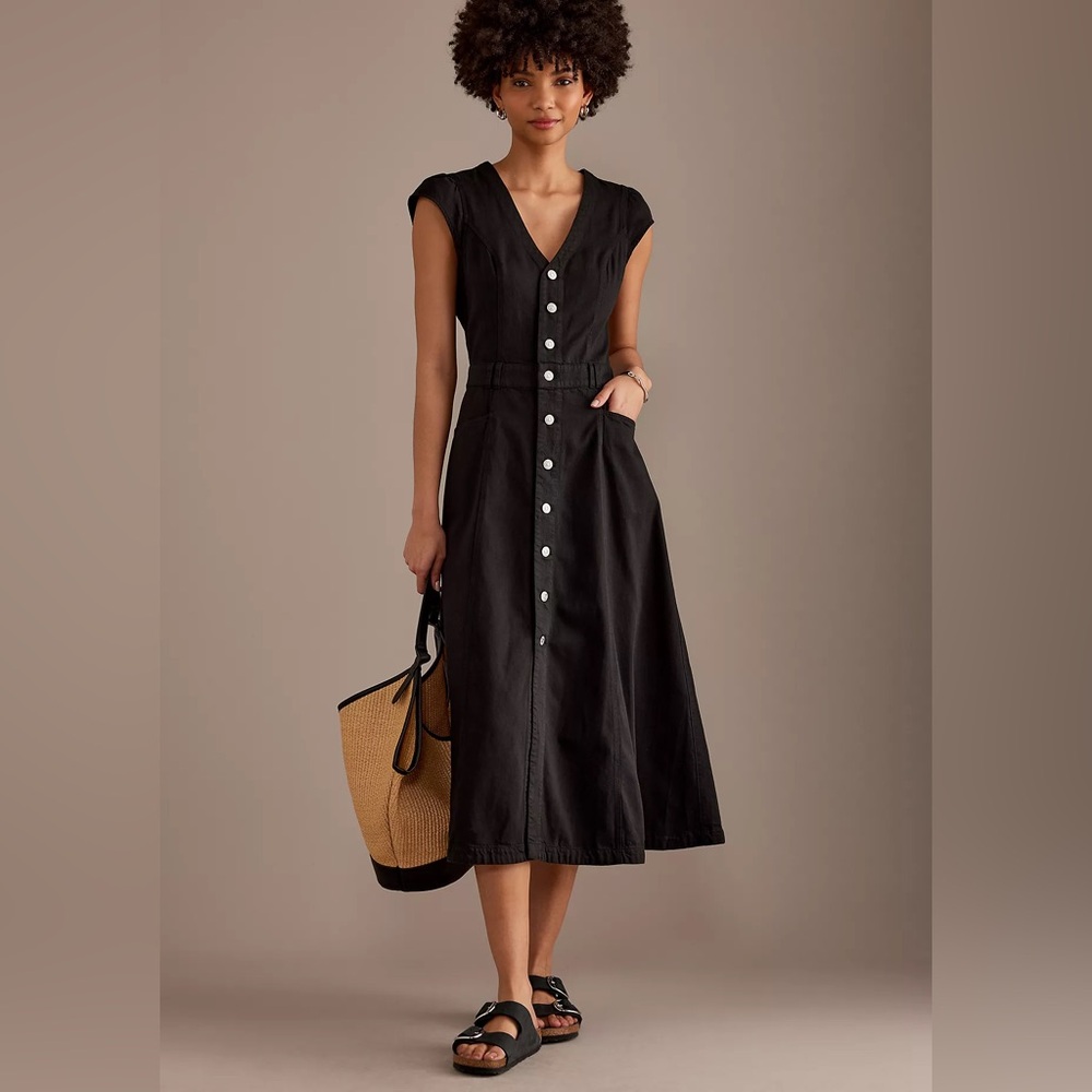Paige Demin Aida Midi Dress Vintage Black size 2 NWT